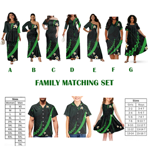 Tenues assorties pour la <span class=keywords><strong>famille</strong></span>, tendance et élégantes, de style polynésien tropical vert et noir, vêtements assortis pour les fêtes, personnalisables pour la <span class=keywords><strong>famille</strong></span> - Product Image 1