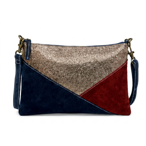 Wholesale Summer Women's Color Block Suede Crossbody Bag Metallic Panel Shoulder Sling <b>Purse</b> Fashion <b>ZIP</b> Closure Custom - Product Image 1