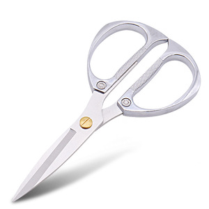 Stainless Steel Scissors Straight Blade 0037 All Steel Shears Home Office Use Silver Gold Color - Product Image 1
