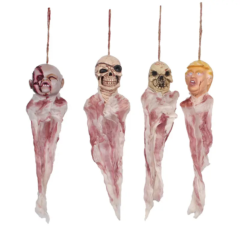 Halloween Spooky Horror Scary Hanging Ghost Head Bar Haunted House Bones Decoration Arrangement Props Wholesale