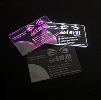 Carte de visite personnalisée en acrylique de qualité supérieure avec lumière LED optique, gravée au laser, bords multicolores néon lumineux pour