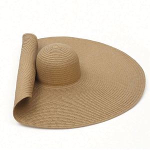 Wide Brim Hat <b>Sunscreen</b> Folding Floppy Sun Straw Hats Summer Women Beach Hats - Product Image 1