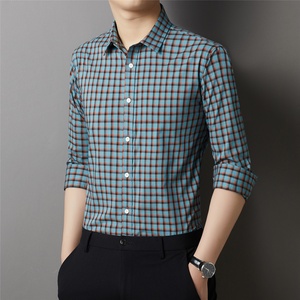Polo à la mode manches longues hauts luxe <span class=keywords><strong>classe</strong></span> affaires marque accessible affaires <span class=keywords><strong>vêtements</strong></span> décontractés hommes décontracté chemise à carreaux - Product Image 3