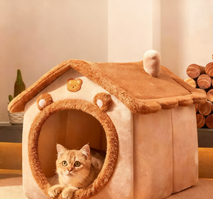 Cute Luxury Solid Square Cartoon Summer Winter Cat Dog Pet Bed Tent Soft Plush Removable Washable Cave Fashion Modern XL - Product Image 3