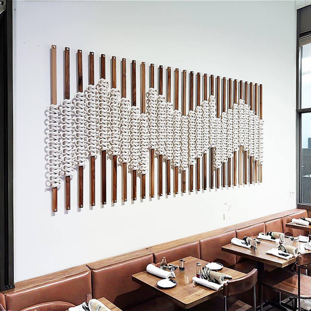 Modern Customized Accept Macrame Wall Hanging Knot Interior Art Backdrop Hotel Office Restaurant Home Decoration EH2502082 · image 2