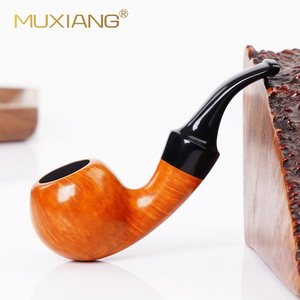 Muxiang Wooden Tobacco Pipe Bent Shape Apple Bowl Acrylic Mouthpiece Smoking Pipe - Product Image 3
