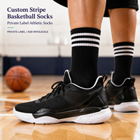 Chaussettes de sport de basketball Team Stripe pour vêtements d'équipe, marque privée avec contrôle qualité et spécifications.