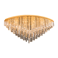 Plafonnier de luxe en cristal K9 doré, base en fer, montage en surface, ampoule LED 3000K blanc chaud, garantie 2 ans pour la maison et le bureau