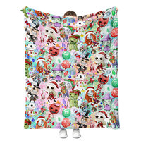 Couverture polaire à motif de dessin animé pour Halloween et Noël, imprimée sur mesure, douce et chaude, pour canapé, lit ou comme couette – Vente chaude