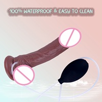 Dildo en silicone liquide réaliste avec prépuce mobile, fonction de pulvérisation d'eau, gros dildo avec ventouse, jouets sexuels pour adultes
