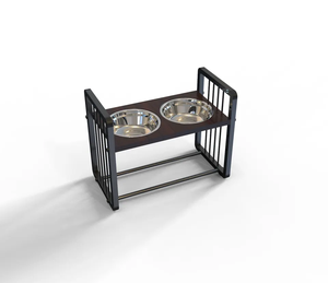 Tempat makan cangkir minum hewan peliharaan, bahan kayu portabel luar ruangan dengan mangkuk stainless steel dan dudukan untuk anjing dan kucing - Product Image 3