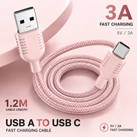 Câble USB A vers USB C OEM ODM 1,2 m 5V 3A Charge rapide Câble de données tressé en nylon noir Type C