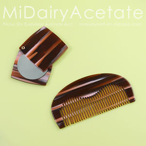 Midairy personalizzato logo rettangolo trucco tascabile specchio da uomo in acetato baffi barba pettine Set per acconciatura strumenti 4448 12.9cm - Product Image 2