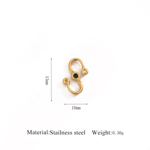 Conector de Cierre en Forma de S con Pedrería |   Gancho en Forma de Serpiente de Acero Inoxidable Chapado en Oro PVD de 18K para Hacer Joyería, Pulseras y Collares - Product Image 5