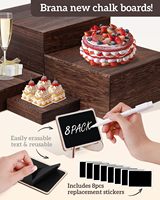8 tailles de supports de buffet rustiques et durables en bois à cinq niveaux avec mini-panneaux pour la décoration de fête
