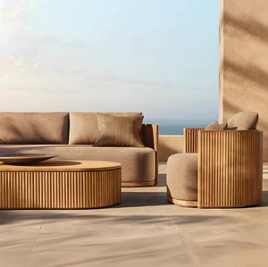 Canapé d'extérieur <span class=keywords><strong>de</strong></span> luxe moderne en teck massif pour patio, ensemble <span class=keywords><strong>de</strong></span> <span class=keywords><strong>salon</strong></span> <span class=keywords><strong>de</strong></span> <span class=keywords><strong>jardin</strong></span> modulable - Product Image 2