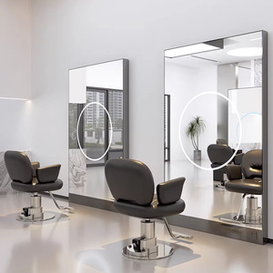 <span class=keywords><strong>Miroir</strong></span> <span class=keywords><strong>de</strong></span> Salon Double Face sur Pied Moderne pour Salons <span class=keywords><strong>de</strong></span> Coiffure et Barbiers – Design Simple et Durable avec Éclairage LED - Product Image 5