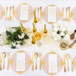 <span class=keywords><strong>Serviettes</strong></span> en <span class=keywords><strong>papier</strong></span> jetables personnalisées avec logo floral magnolia doré pour mariage - Product Image 4