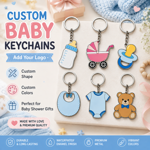 Vente en gros de porte-clés personnalisés de haute qualité pour bébés, pendentifs souvenirs pour nouveau-nés, porte-clés pour baptême de bébé, cadeaux de crèche, souvenirs - Product Image 1
