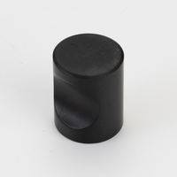 Bouton cylindrique moderne en aluminium anodisé, finition argent brossé et noir mat, pour armoire