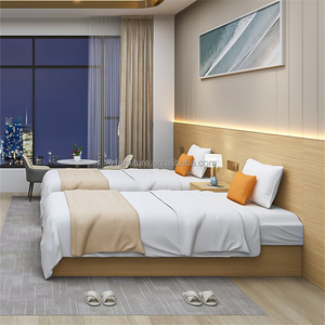 Lit d'hôtel 3 étoiles en gros, personnalisable, simple ou double, avec cadre en bois durable pour projets de mobilier de chambre d'hôtel économique - Product Image 4