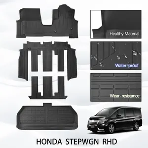 STEPWGN All-Weather Floor Mats TPE Material Trunk Accessories With Cyberpunk Design Style Compatible With Car Models