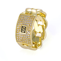 Bague cubaine en cuivre plaqué or 18 carats avec zircon, style hip-hop, géométrique, de la boutique YYN, bijoux haut de gamme pour hommes, personnalisation sur mesure