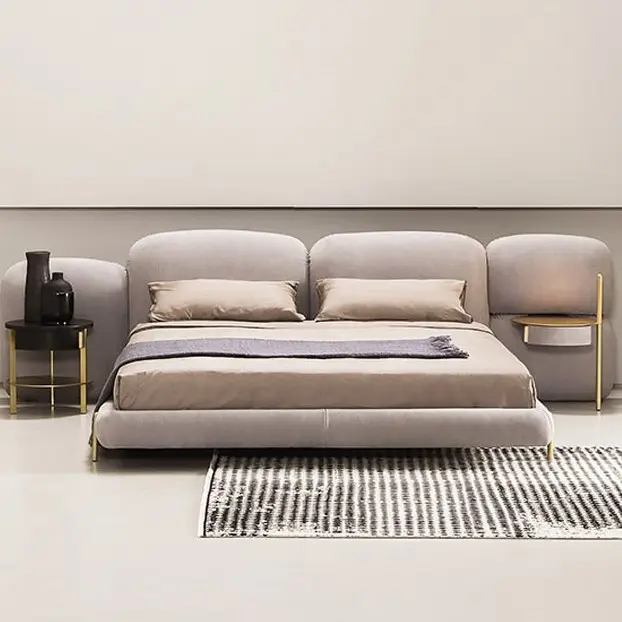 Neuankömmling moderne Italien Design Möbel Möbels toff King Size Queen-Bett weiches Kopfteil Schlafzimmer möbel Set für Villa