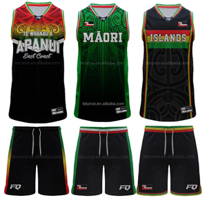 Tenues de basketball personnalisées avec drapeau maori TUHOE des îles, design tatouage, débardeur, ensemble de basketball en gros, vêtements de sport pour hommes - Product Image 3