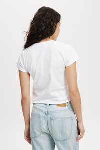 OEM Custom Logo grafico stampato <span class=keywords><strong>bianco</strong></span> Y2K t-shirt in cotone <span class=keywords><strong>Crop</strong></span> <span class=keywords><strong>Top</strong></span> per le donne Baby Girl Cropped t-shirt produttore all'ingrosso - Product Image 3