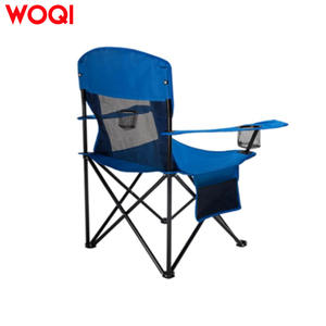 เก้าอี้พับแคมป์ปิ้ง Woqi สีน้ำเงิน ผ้า Oxford ขนาด 96x53x107 ซม. พร้อมที่วางแก้วและพนักพิงตาข่ายสำหรับใช้งานกลางแจ้ง - Product Image 4