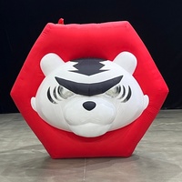 Mur gonflable avec logo tête de tigre, modèle gonflable personnalisé pour événement promotionnel, panneau publicitaire gonflable avec éclairage LED