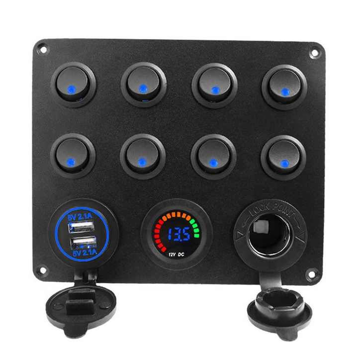 8 Port Boat Button Rocker Switch Dual USB Car Charger Combination Panel ...