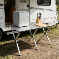 Tragbarer, robuster Esstisch aus Aluminiumlegierung im modernen Design mit Klappfunktion und Eierrollen-Stuhl-Set, 80 kg Tragkraft, für Outdoor-Reisen und Familie