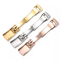 Boucles de montre de luxe, fermoirs papillon compatibles avec Rlx Oyster 16 mm 18 mm, gravure au laser du logo, acier inoxydable noir or rose