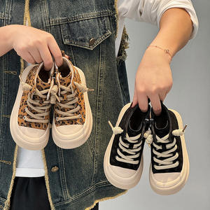 Nouvelles chaussures montantes décontractées en coton épais à motif léopard pour enfants, garçons et filles, collection automne-hiver - Product Image 2