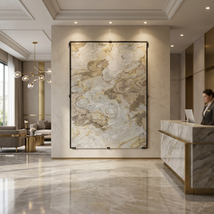 Revêtement mural en pierre indienne Autumn Stone, couleur organique Flow Glow pour murs et plafonds rétroéclairés, décoration intérieure - Product Image 4