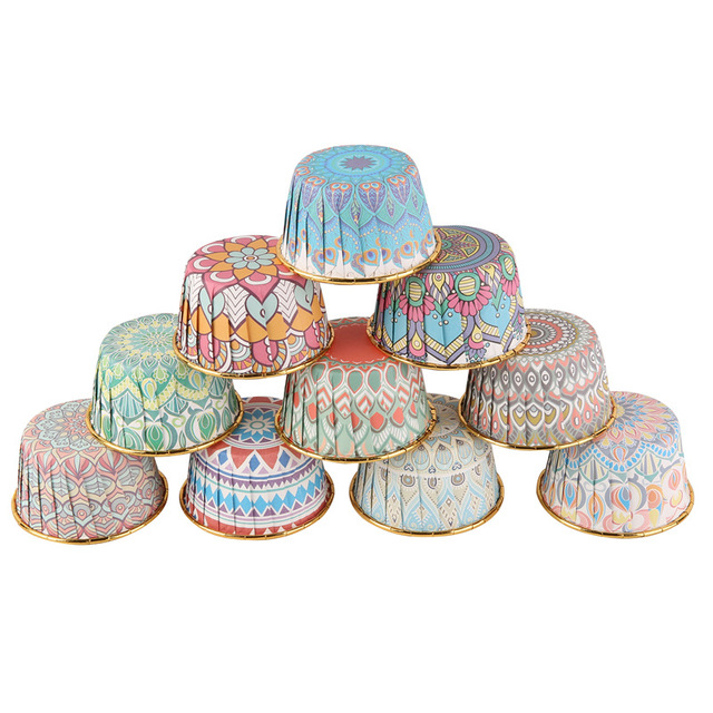 Boho Style Round Baking Paper Cup -  Disposable Thickened Baking  Paper Cup  Baking Supplies  for Wedding Birthday  and Party
