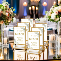 Cadre photo doré, porte-enseigne en acrylique, présentoir double face pour panneaux de mariage, numéros de table, porte-menus