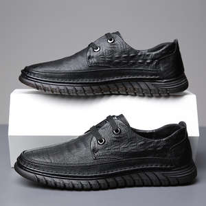 Zapatos de vestir de cuero para hombre, primavera/otoño, nuevo estilo, informales de negocios, con diseño antideslizante y suela suave para conducir. - Product Image 1