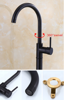 Robinet de douche pour baignoire sur pied noir avec mitigeur monocommande, cartouche céramique, finition bronze