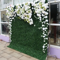 M057 Décoration de mariage Panneau mural en tissu 3D enroulable avec fleurs artificielles en soie (roses et pivoines) pour événements