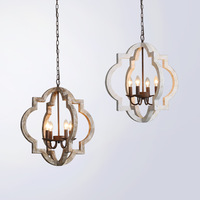 Lámpara Colgante de Estilo Rústico Americano, de Madera, para Cocina, Hogar, Estilo Retro, LED AC, E14, 4 Bombillas, Luz Blanca Cálida, para Restaurante