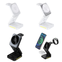 Chargeur de voyage portable, chargeur sans fil magnétique pliable, station d'alimentation compacte de poche pour plusieurs appareils