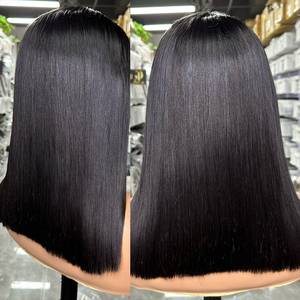 Vente en gros Ombre 2x6 Transparent HD Lace Closure Bone Straight brut vietnamien Double Drawn coupe courte Bob perruques de <span class=keywords><strong>cheveux</strong></span> humains - Product Image 5