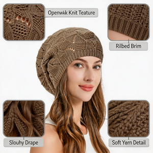 Béret en tricot pour femme, design artiste français, prêt à voyager, 100% polyester, décontracté, toutes saisons - Product Image 2