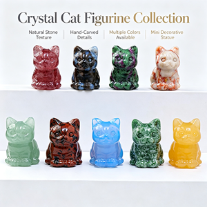 Figurine de chat en cristal de quartz naturel, pierre de guérison polie, sculpture énergétique positive, porte-bonheur, décoration intérieure, cadeau de collection - Product Image 2