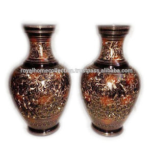 ตกแต่งทองเหลืองสีแดงและสีดำแจกันดอกไม้ชุดที่สอง - Product Image 1