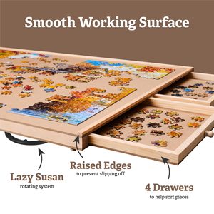 Bằng gỗ ghép hình câu đố bảng giá 1500 miếng xoay câu đố Hội Đồng Quản trị giá với 6 ngăn kéo lưu trữ & bảo vệ Bìa - Product Image 2