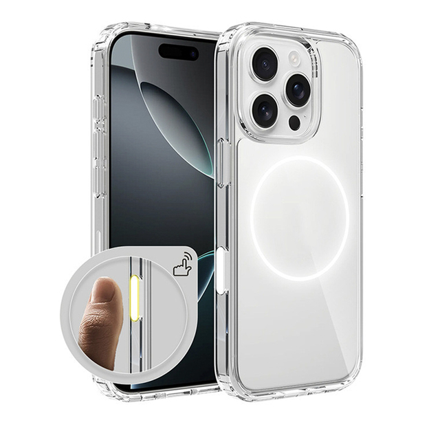 AI Button Protection Transparent Shockproof Magnetic Wireless Charging Phone Case for iPhone 16 Plus 16 Pro Max